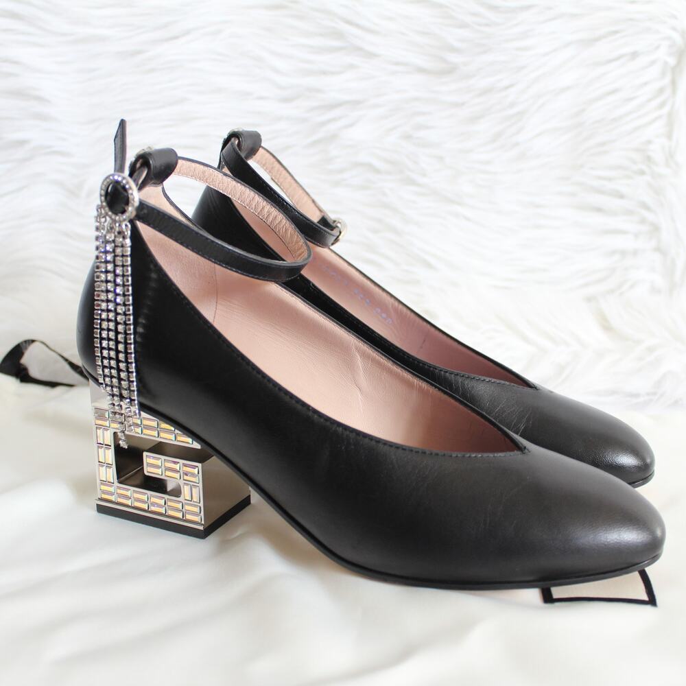 Gucci Black Heels with Silver Accents